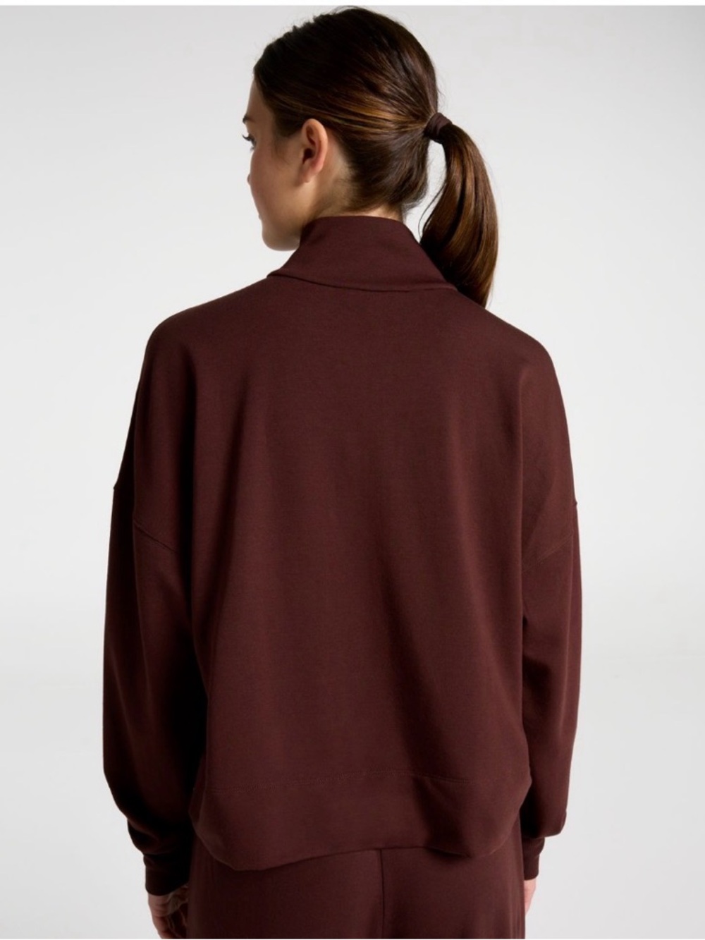 DSG Quarter-Zip Pullover Sweatshirt in Deep Brown - Picture 2 of 5
